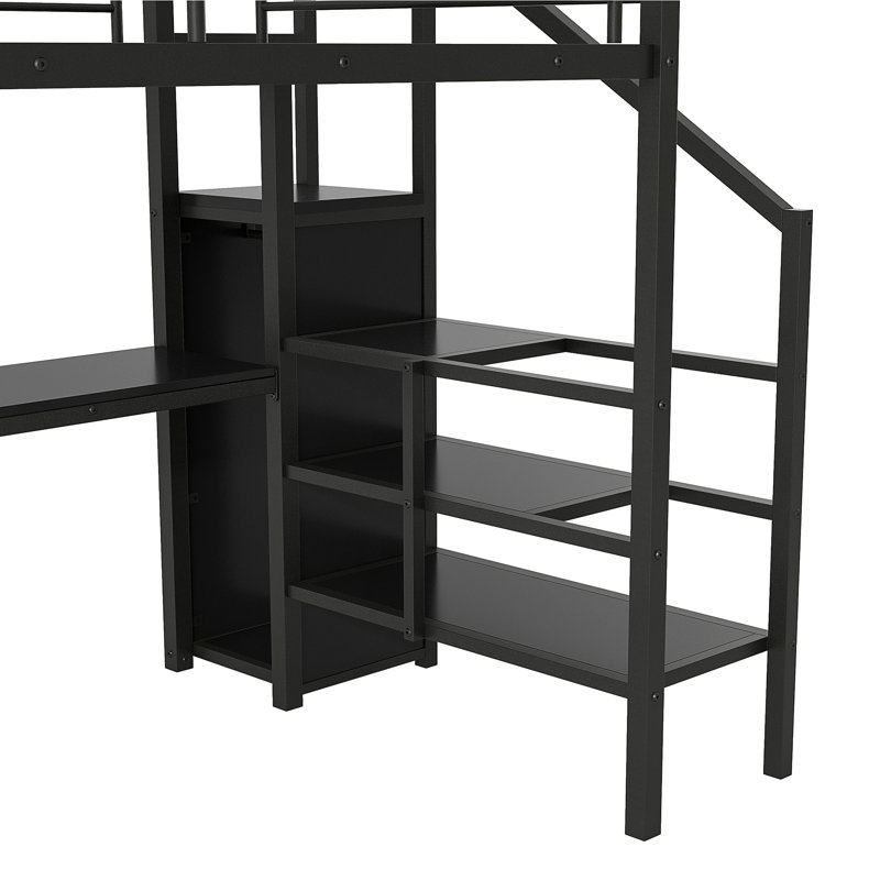 Lit mezzanine en métal avec bureau