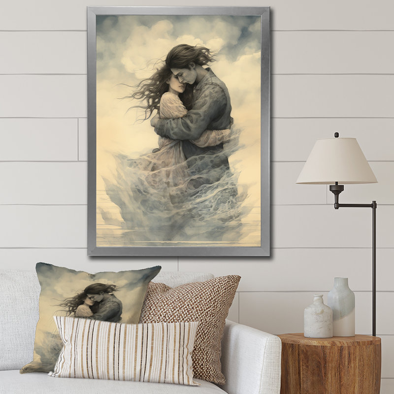 " Passionate Hug Couple Celebration ", 44" H x 34" W, Gold Picture Framed