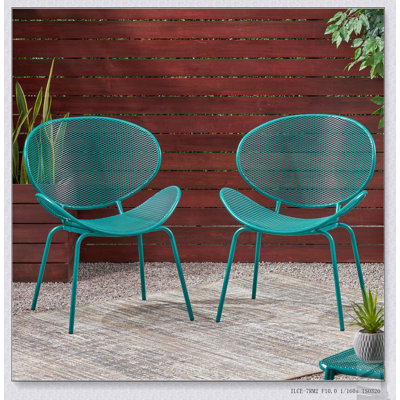 ELBA CHAIR Set with Curvaceous Mesh Seating and Durable Powder-Coated Iron Frame for Modern Outdoor Comfort