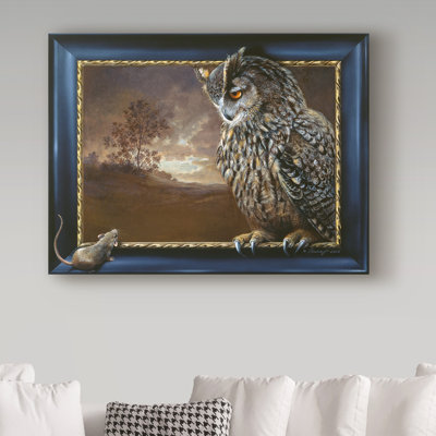 Yand 'Eagle Owl and Mouse' Acrylic Painting Print on Wrapped Canvas