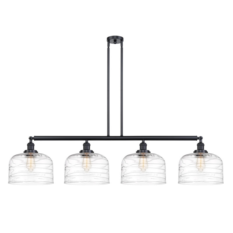 Luminaire suspendu linéaire à 4 lumières pour îlot de cuisine Amanita, H 13 po x l 54 po x P 12 po, DEL, Laiton antique