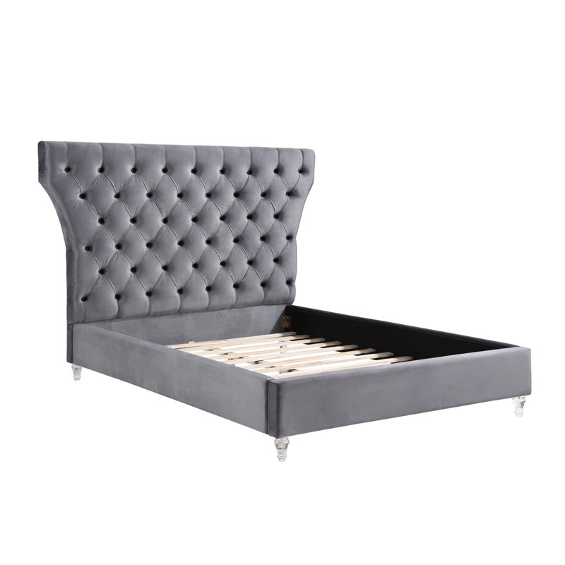 Eldrid Upholstered Slat Bed, King, Gray