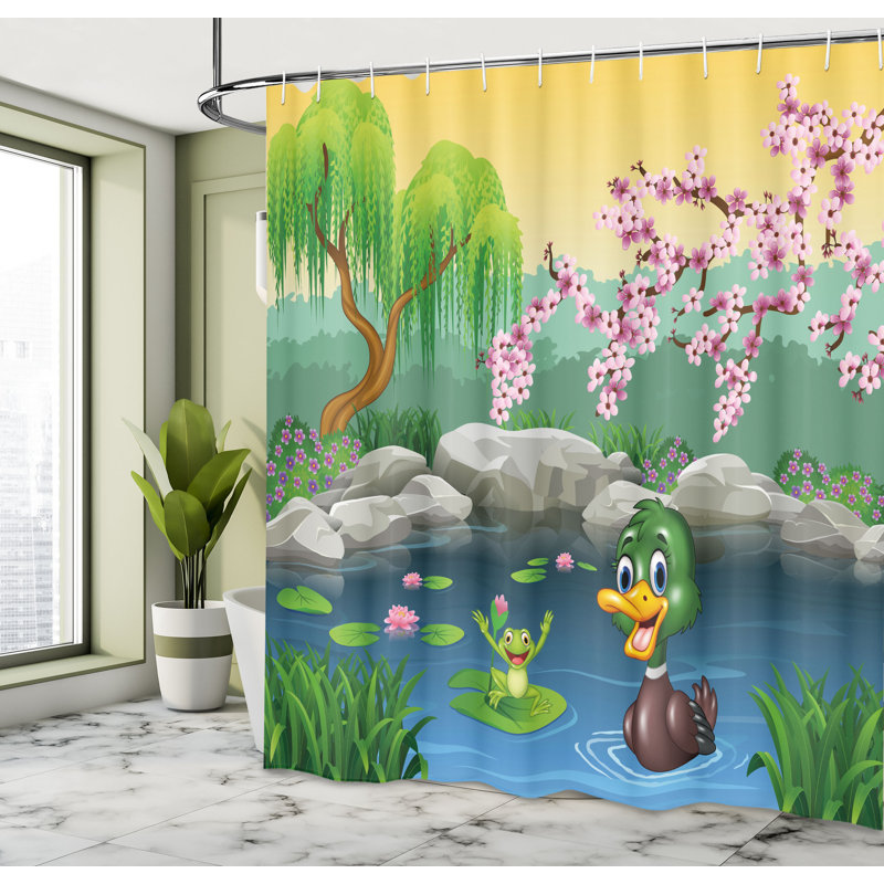 Ensemble de rideau de douche et crochets animés, H 69 po x l 105 po
