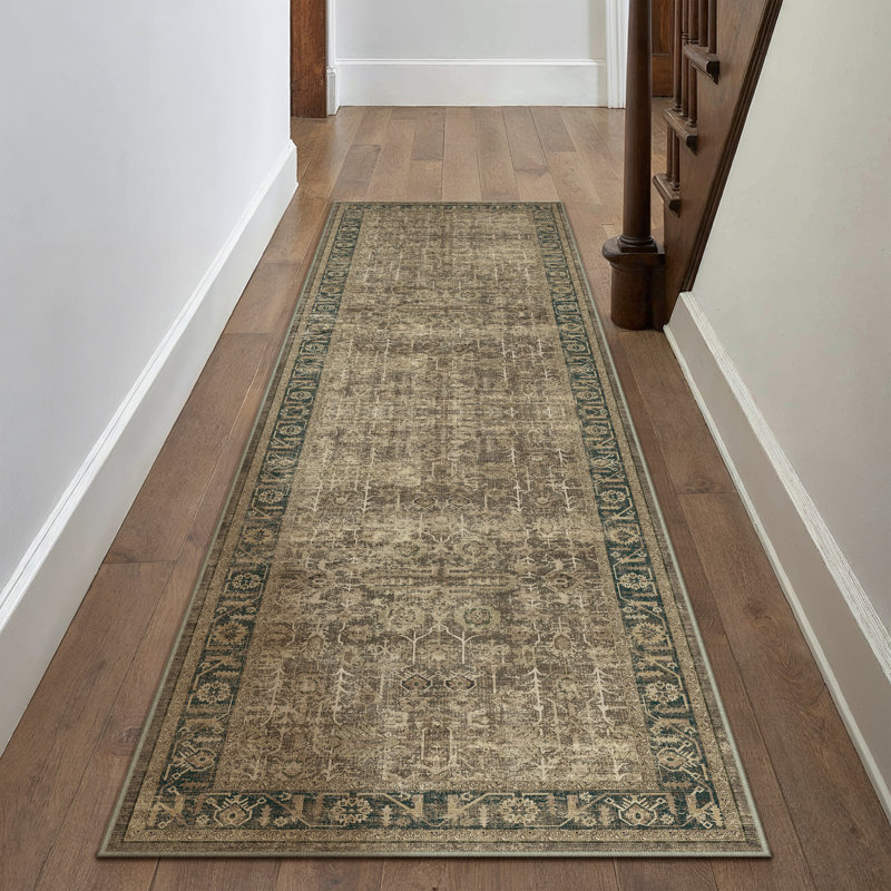 Dillian Vintage Washable Area Rug For Living Room with Non-Slip Backing, Runner 2' x 8'