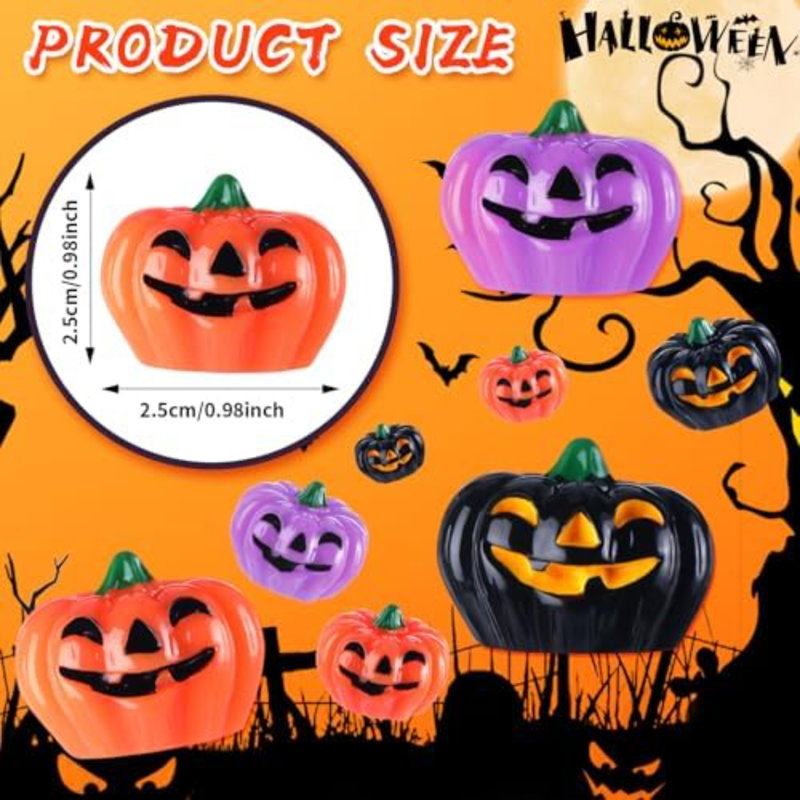 24 pièces mini citrouille en résine d'Halloween miniature grimace citrouille minuscule décoration de légumes pour Halloween