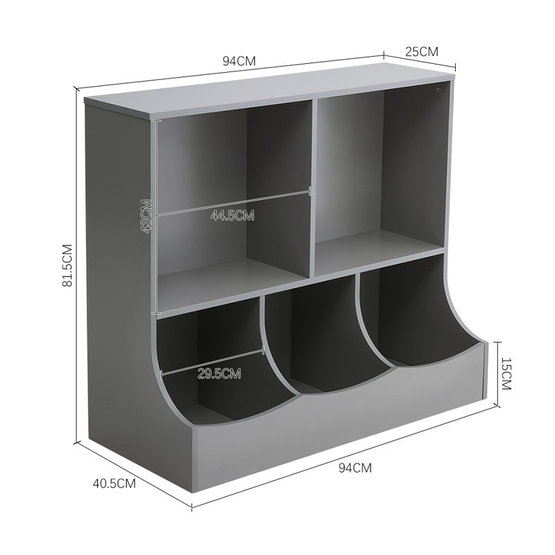 White double-layer five-compartment toy storage cabinet, Grey