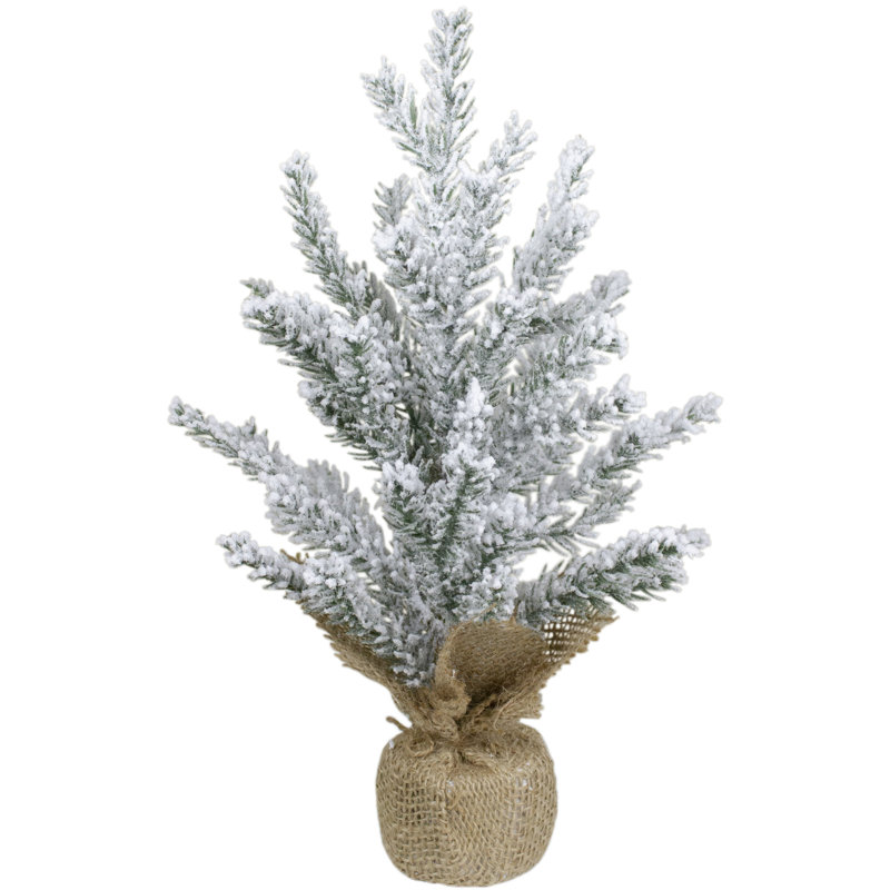 Mini sapin de Noël artificiel enneigé 12 "avec base en jute