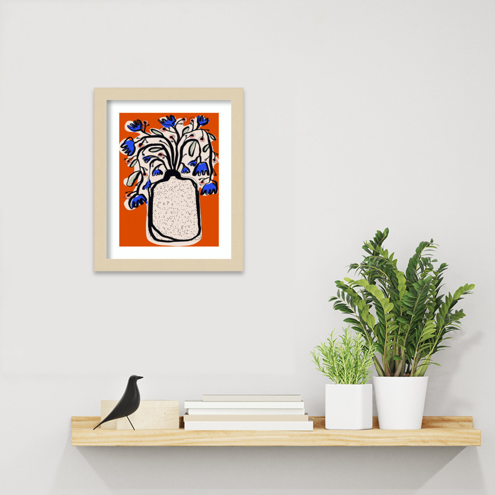 Galya "Lovely Flower Bouquet" Print, Brown, 13" H x 11" W