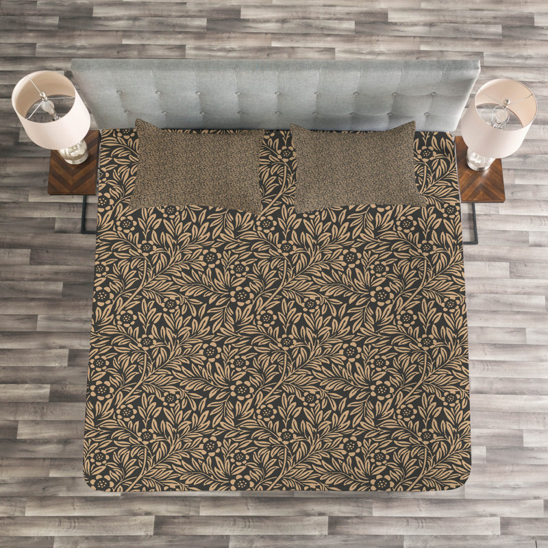 Abygael Brown Microfibre Bedspread Set, 220 x 264 cm
