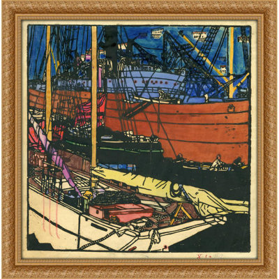 Farbholzschnitt Hafen von Triest (1907)
