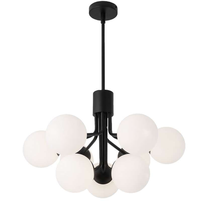 Lustre à niveaux dégradé 9 lumières Aleyna, Noir mat