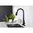 Single Handle Pull Down Kitchen Sink Faucet Of Stainless Steel, Matte Black Colorant, 360 Rotating High - Arc Nozzle, Three Water Output Selections  Stream, Spray,  , Easy Temperature And Flow-448549520