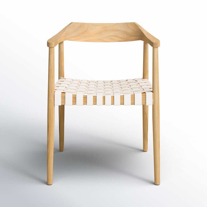 Noreen Accent Chair, White Genuine Leather, Oak