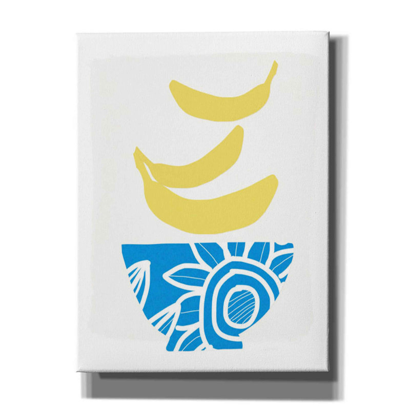 «Bowl of Bananas» par Linda Woods, art mural sur toile, H 16 po x l 12 po