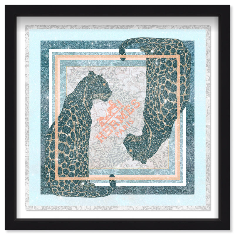 Dual Paris Cheetah Print Glam Jungle by Oliver Gal, Black Frame, 12 x 12, 25.5" H x 25.5" W, Cream