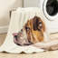 Jeté en molleton beige flanelle ultra doux, imprimé en bulldog anglais-130090017