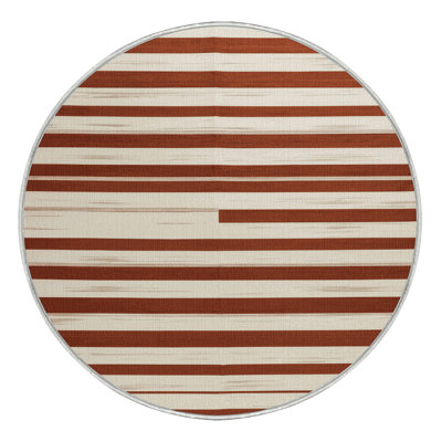Machine Washable Horizontal Stripes Beige Area Rug
