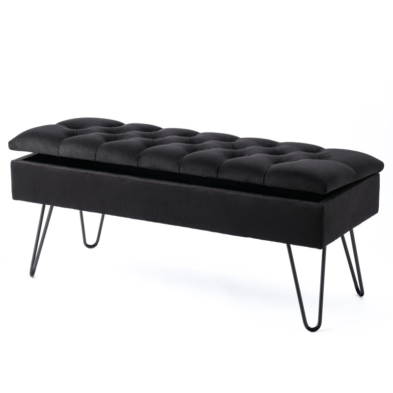 Middleborough Velvet Upholstered Storage Bench, 44cm H x 80cm W x 40cm D