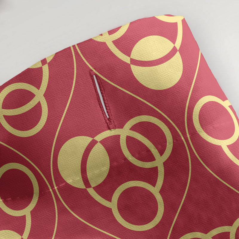 Rideau de douche simple cercles et vagues classic, Rouge / Jaune