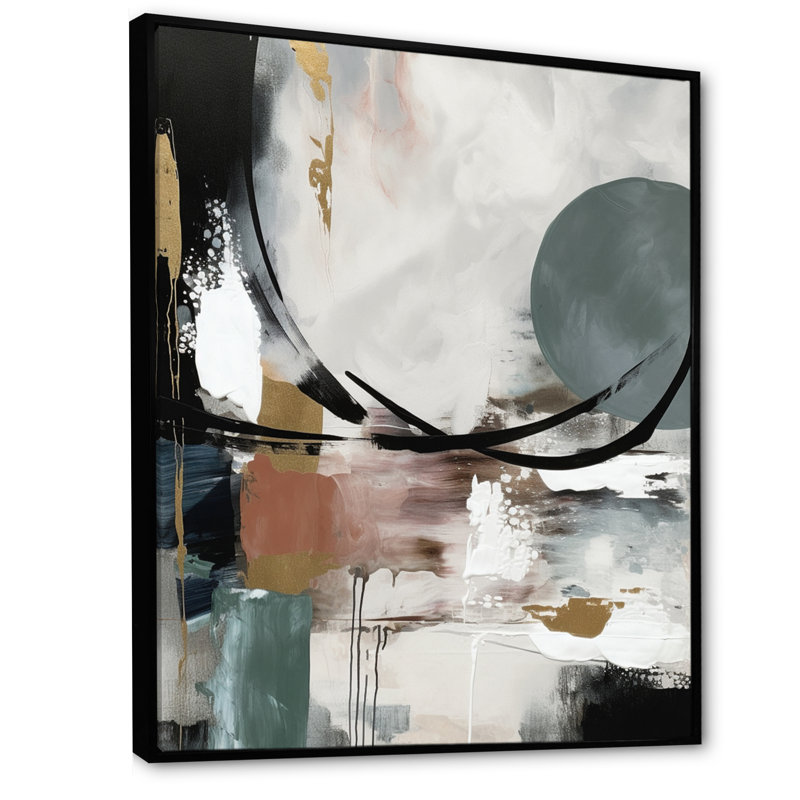 Exploration de la simplicité boho II - Décoration murale abstraite, H 32 po x l 24 po x P 1 po, Cadre flottant noir