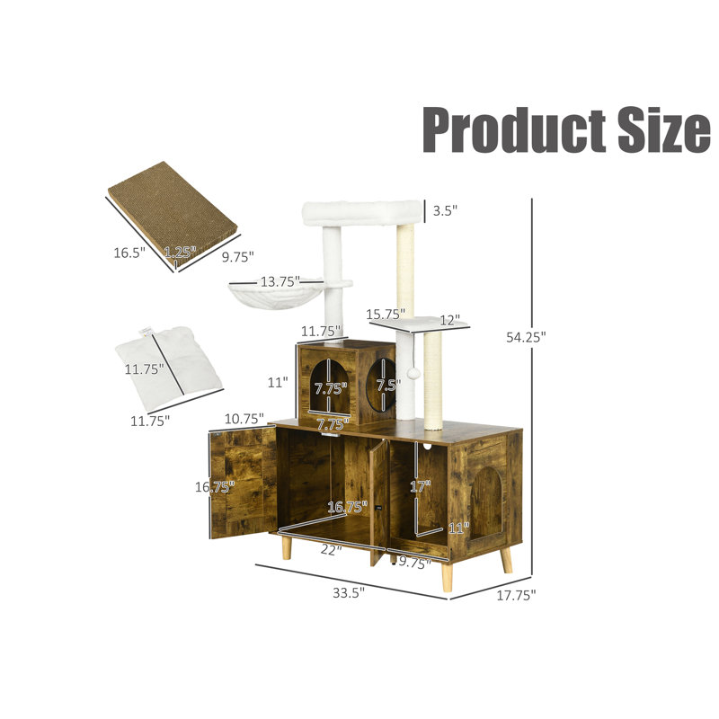 Cat Tree With Litter Box Enclosure