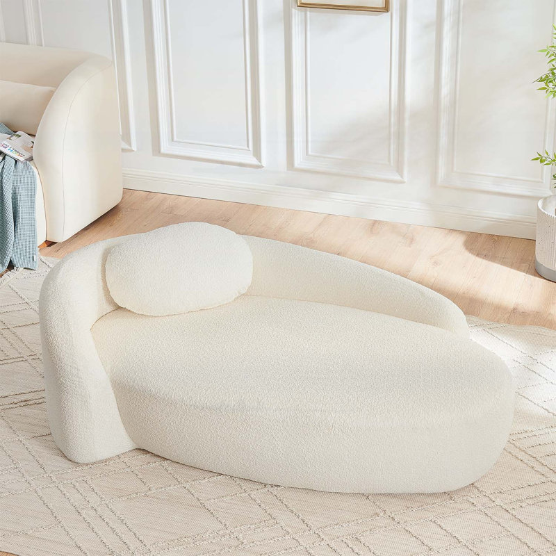 Méridienne ovale moderne avec dossier intégré, Beige
