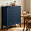 Table de chevet cannelée bleue à 32 tiroirs de 32 po de largeur, table d'appoint de rangement moderne pour grande chambre à coucher, table de bout de chevet escamotable avec boutons pour petits espaces-130118707