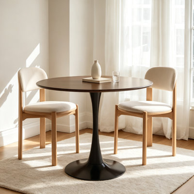 Table de salle à manger ronde moderne de 80 cm (31,5 po), plateau en MDF, piètement en tulipe en acier, table de cuisine ronde de style milieu du siècle, table basse multifonctionnelle pour salon et salle à manger