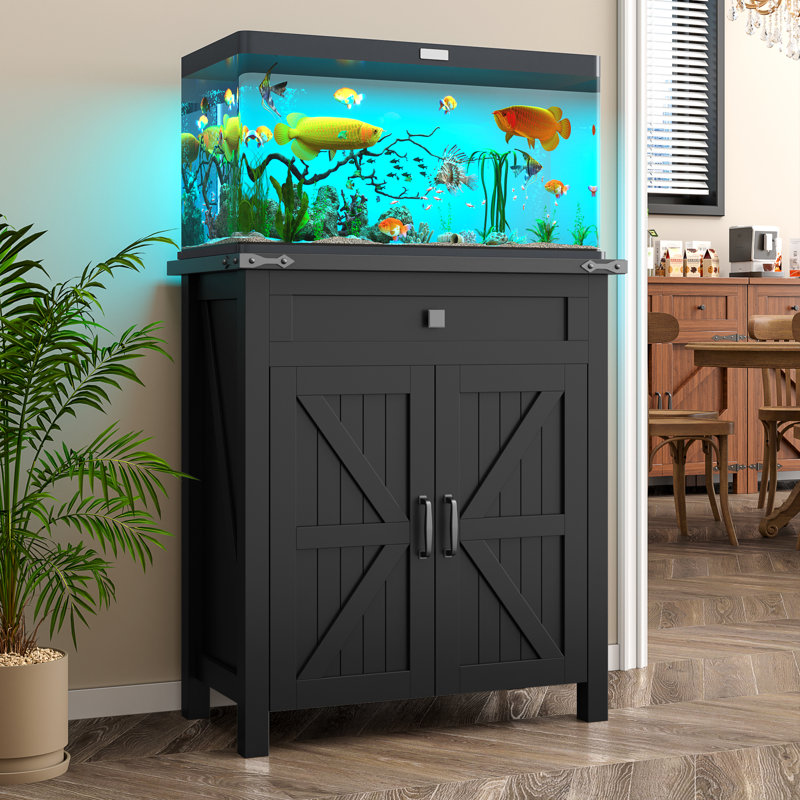 Support d'aquarium de 20 gallons avec armoire pour le rangement des accessoires d'aquarium, support d'aquarium de ferme avec prise de courant stable et électrique, support d'aquarium robuste