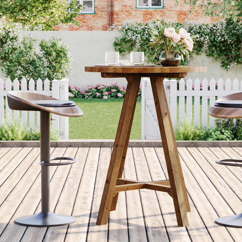 Table de bar ronde en bois massif, table de pub ronde de 31,5 po