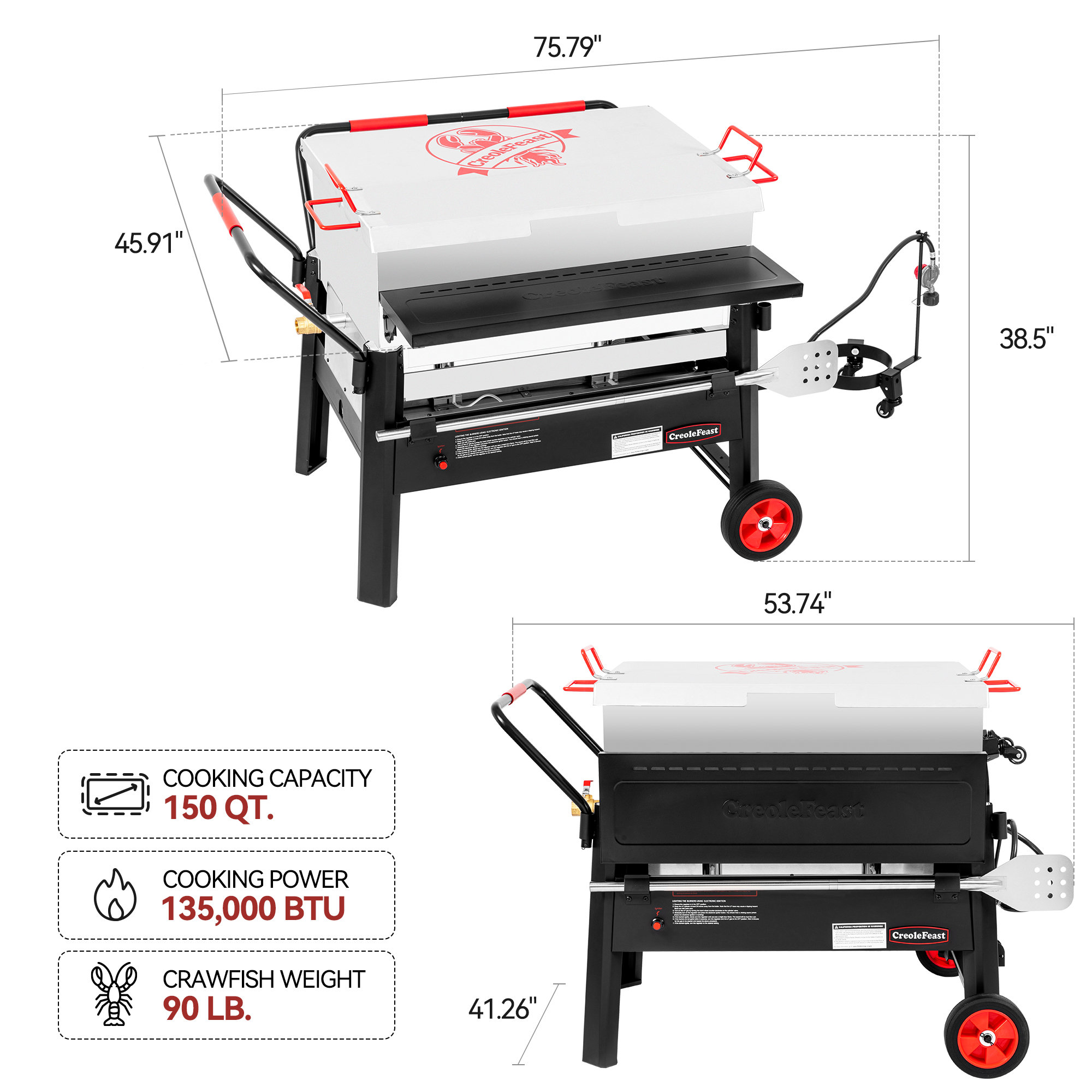 Creole Feast 100 Quart Seafood Boiler Kit – Outdoor Crawfish, Shrimp, Crab Cooker With Stand