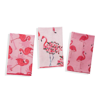 Tropical Flamingo Cotton Kitchen Towel Set