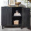 Armoire de rangement moderne en bois noir avec porte décorative, buffet décoratif 30 pouces pour le salon, la chambre à coucher ou le vestibule