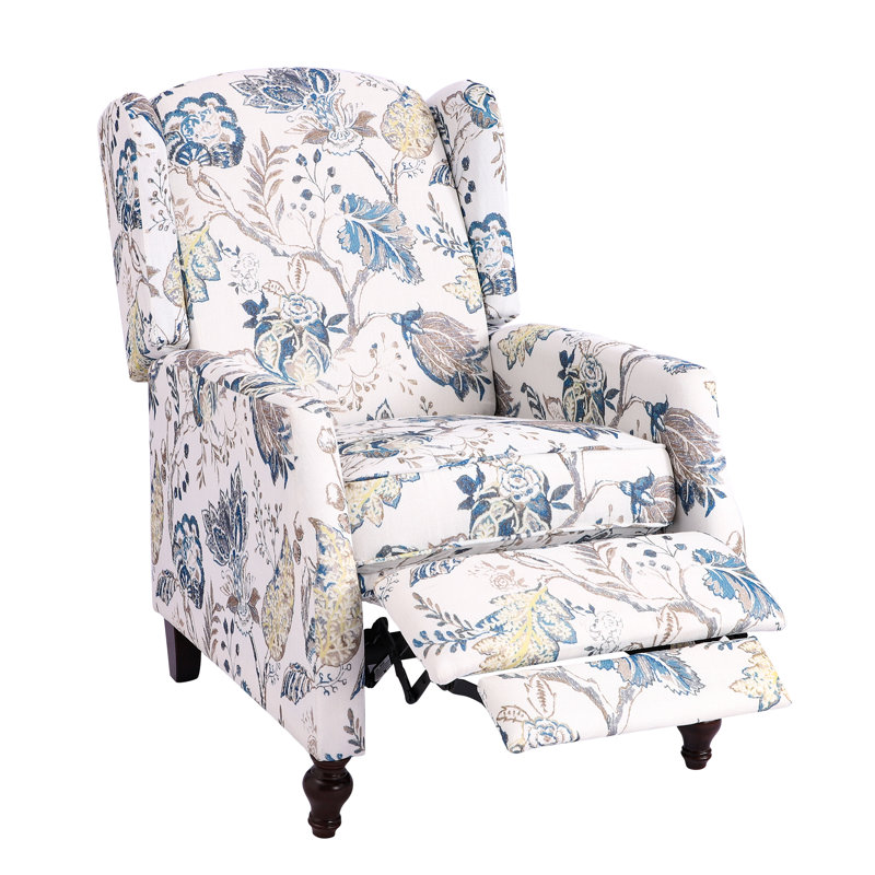 Fauteuil inclinable rembourré Damar, Bleu 100% polyester