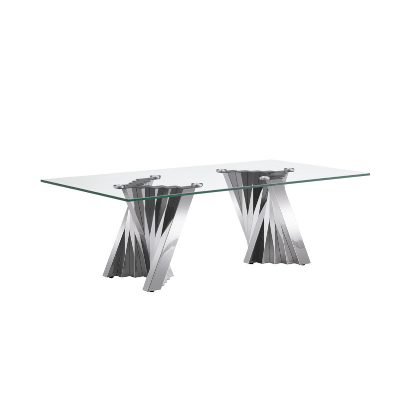Bangor Glass Top Single Coffee Table, Silver