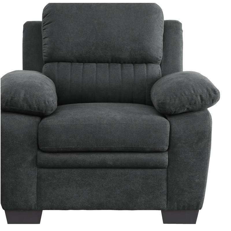 Canapé moelleux en tissu texturé gris foncé, Gris foncé