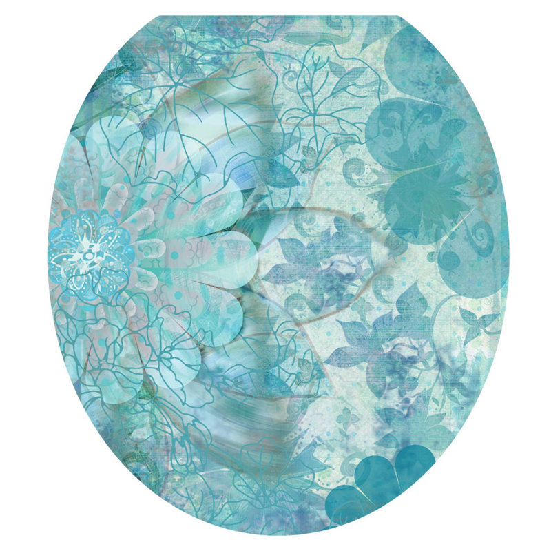 Adhésif décoratif pour siège de toilette Floral Blue Haze, Rond