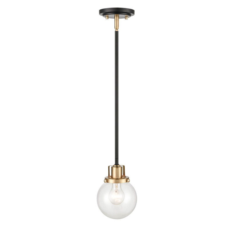 1 lumière 8 po Luminaire suspendu moderne or mat noir