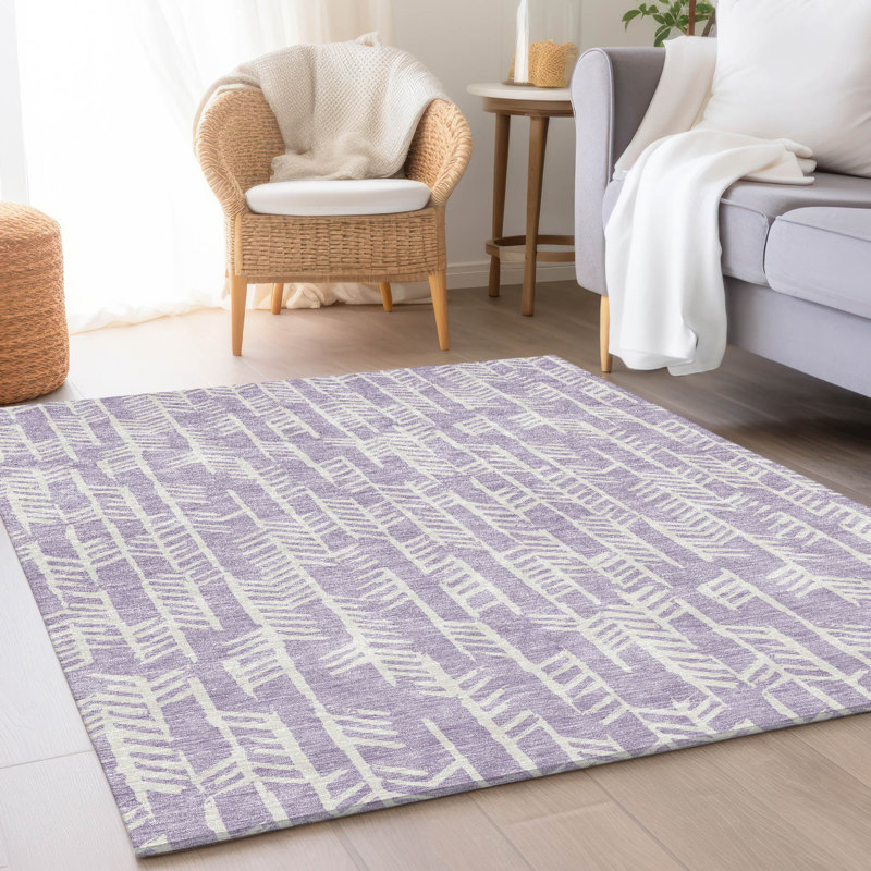 Tapis lavande Prisco lavable à la machine de qualité supérieure, Rectangle 10 pi x 14 pi