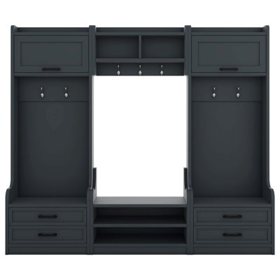 4-In-1 Detachable Hall Tree With Storage, Hooks, And Shoe Bench For Entryway Organization And Elegance