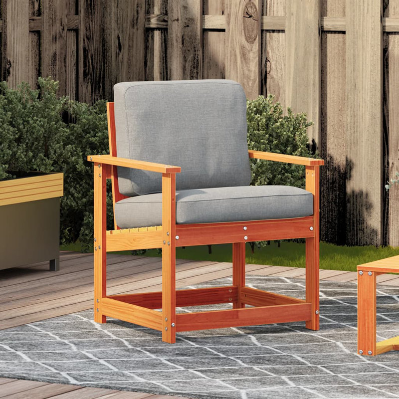 House of Hampton Garden Chair Wax Brown Solid Wood Pine 62 x 56 x 77 cm