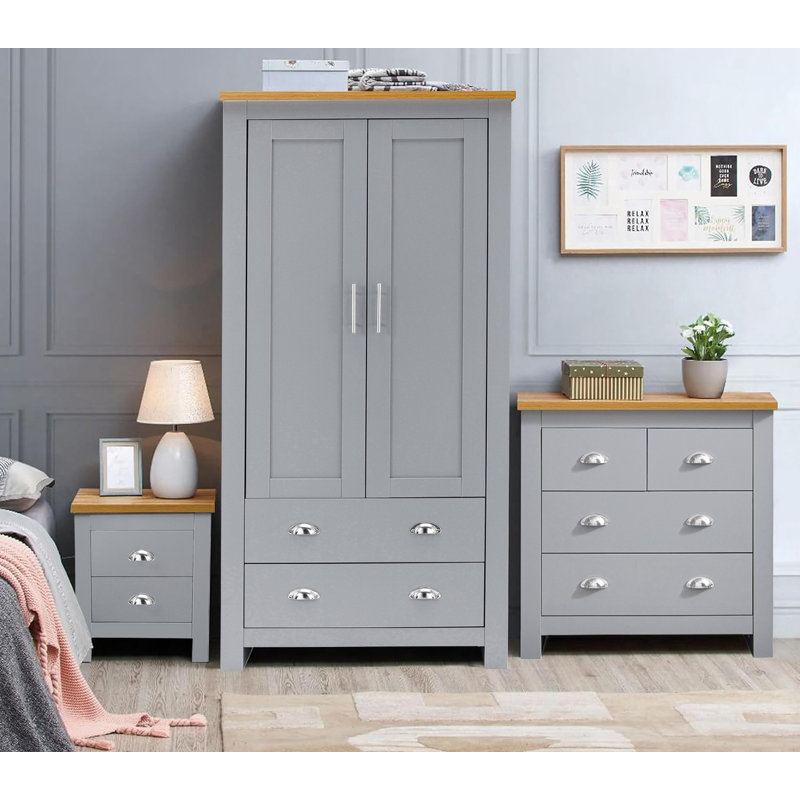 Angellica 3 Piece Bedroom Set, Grey