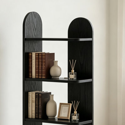 Tablette de rangement étroite en bois d'hévéa