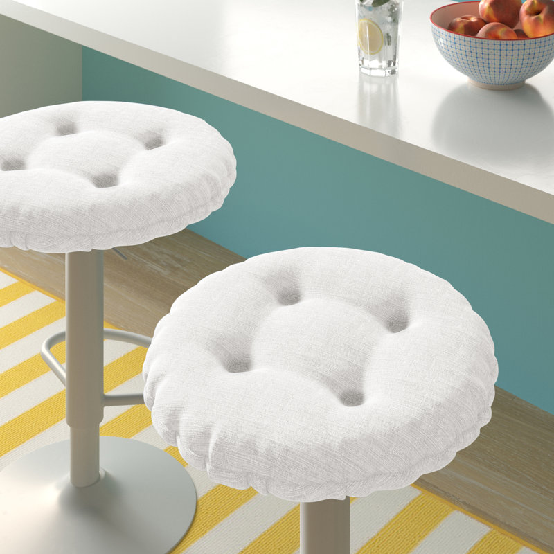 Non-Slip Solid Barstool Seat Cushion, 14-Inches Round, Ivory