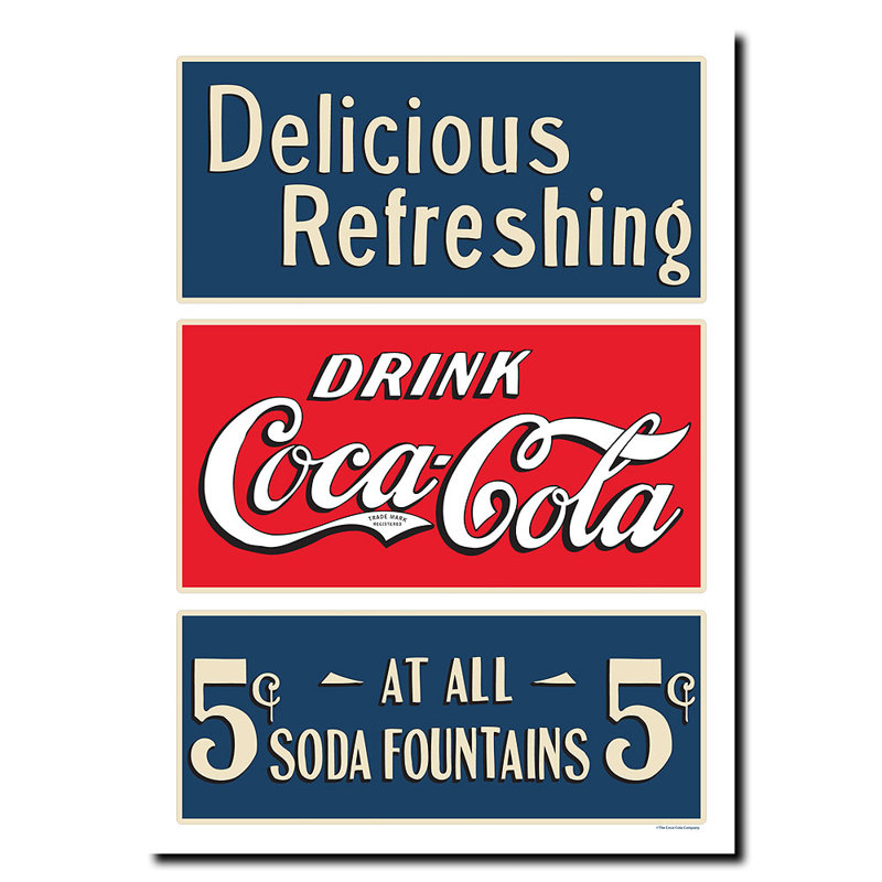 « soda fontaine », affiche rétro sur toile tendue, H 24 po x l 18 po x P 2 po