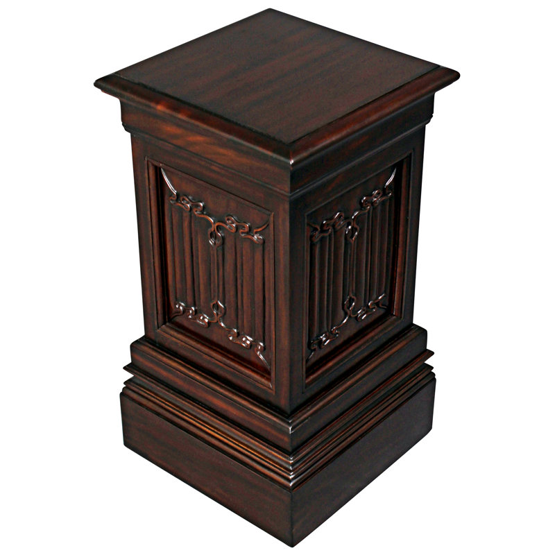 Canterbury Abbey Square Pedestal Mahogany Plant Stand, 23.5" H x 13" L x 13" D