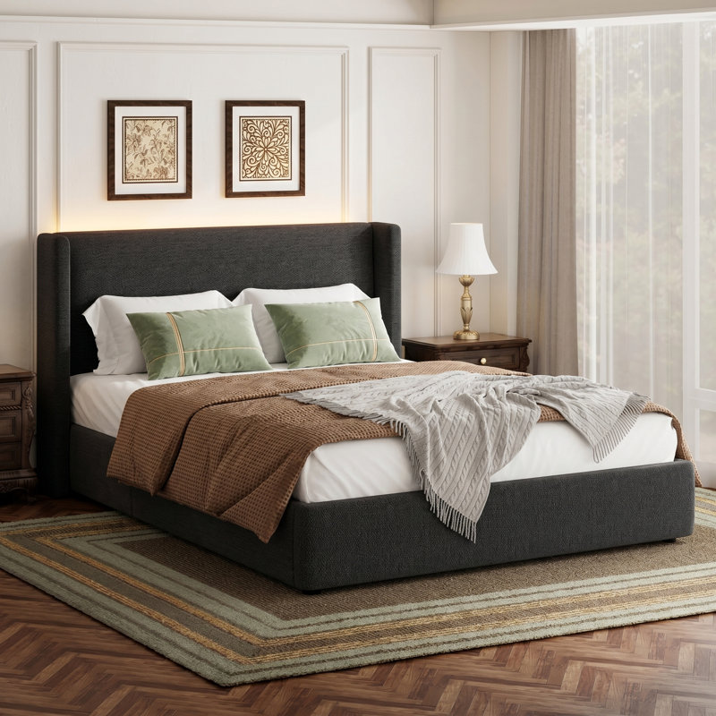 Lit plateforme Chenille, Black, King