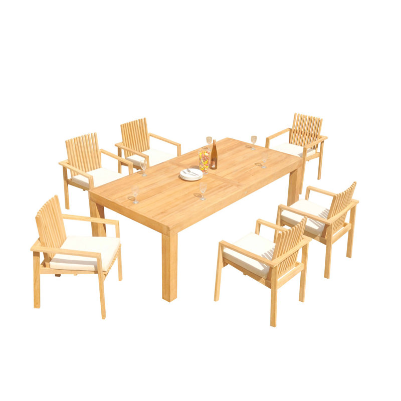 Ensemble de salle à manger rectangulaire en teck pour 86 personnes, 4