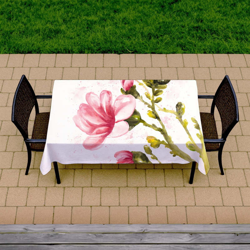 Watercolor Magnolia Flowers Tablecloth | Indoor/Outdoor Decor