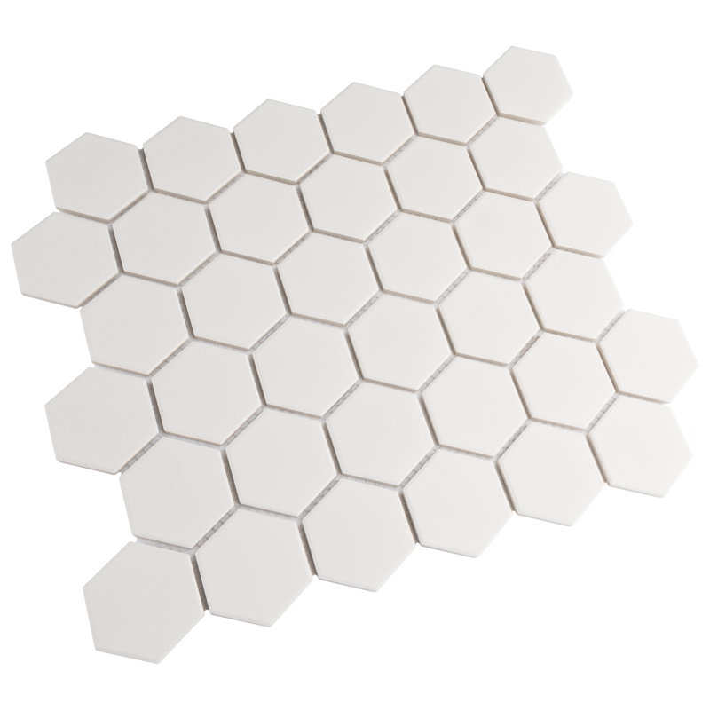 Gotham Hex  2" 11-1/8 " x 12-5/8 " Porcelain Mosaic Floor and Wall Tile, White